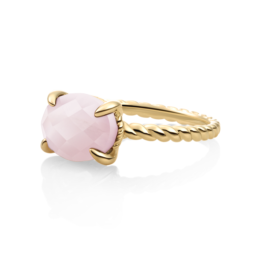 Ring | 9k Gold - Rose Quartz Twist - 52