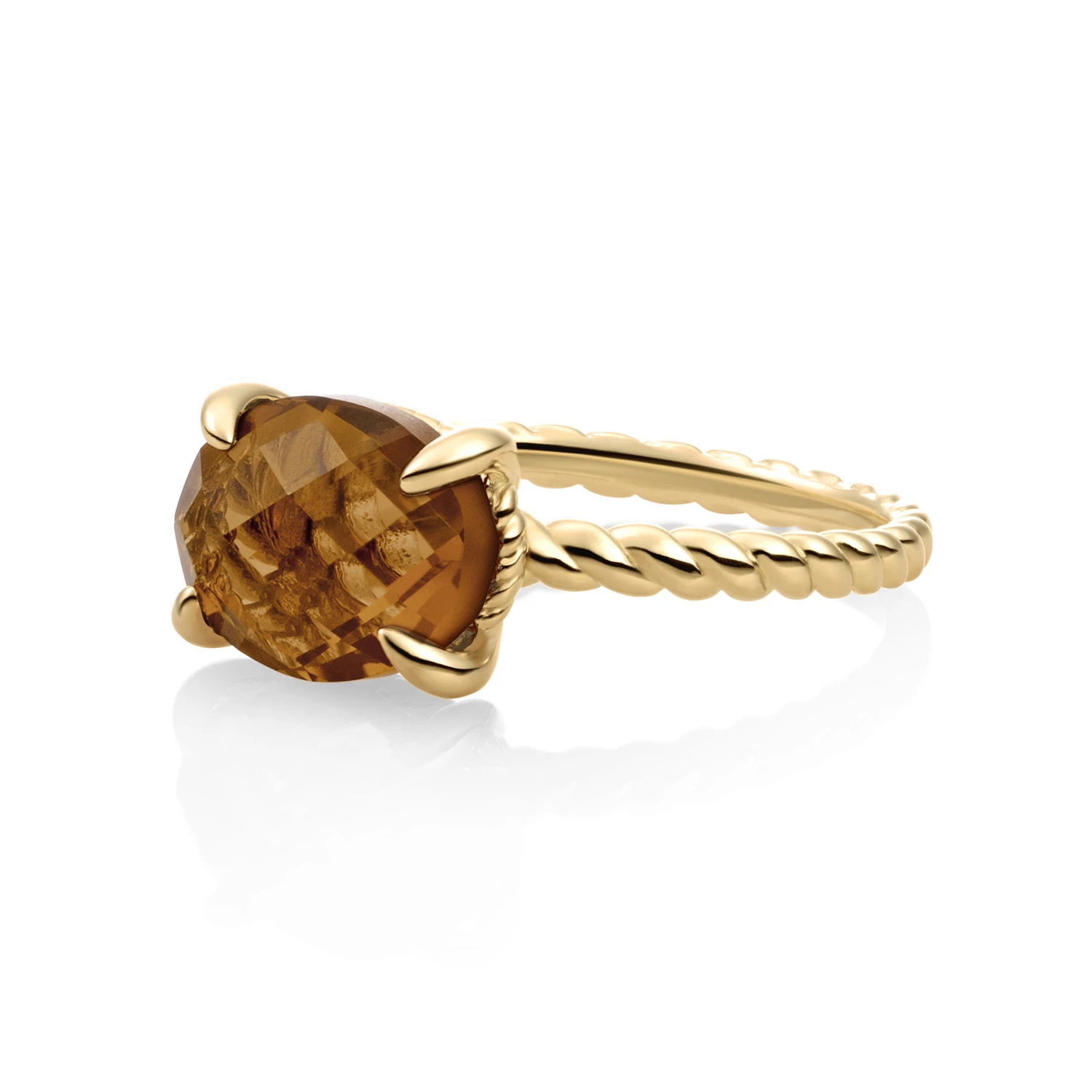 Ring | 9k Gold - Smoky Quartz Twist - 60