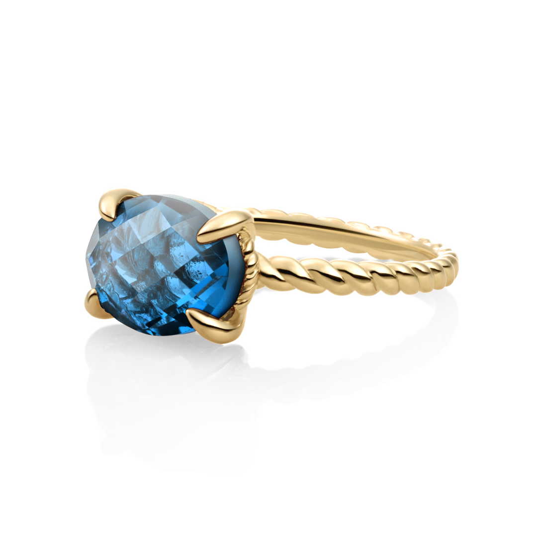Ring - 9k Gold - Topaz Quartz Twist - 60