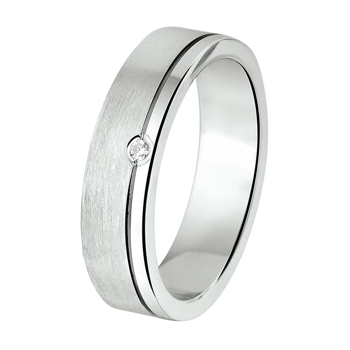 ring a202 - 5 mm - met cz zilver gerhodineerd