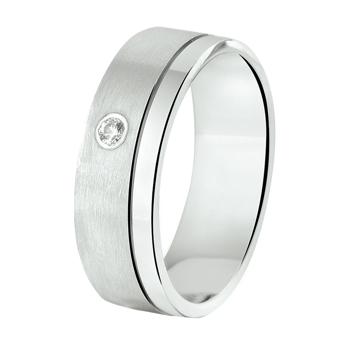 ring a203 - 6 mm - met cz zilver gerhodineerd
