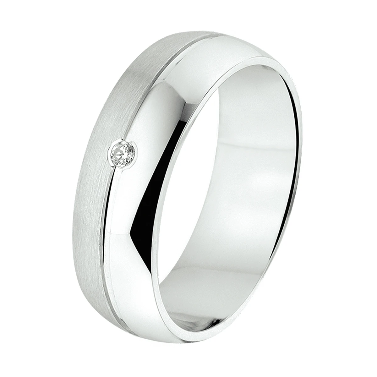 ring a205 - 6 mm - met cz zilver gerhodineerd