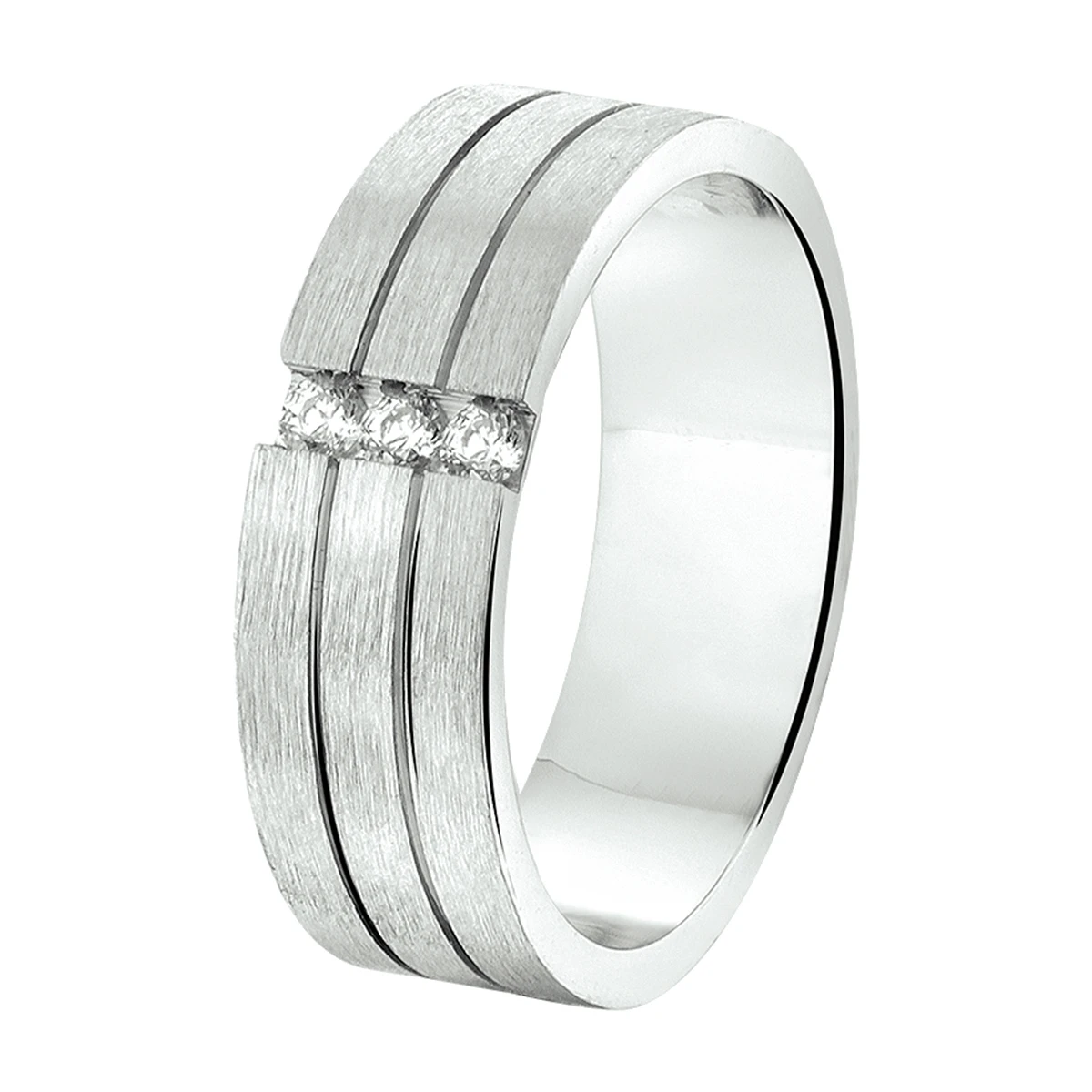 ring a207 - 6 mm - met cz zilver gerhodineerd
