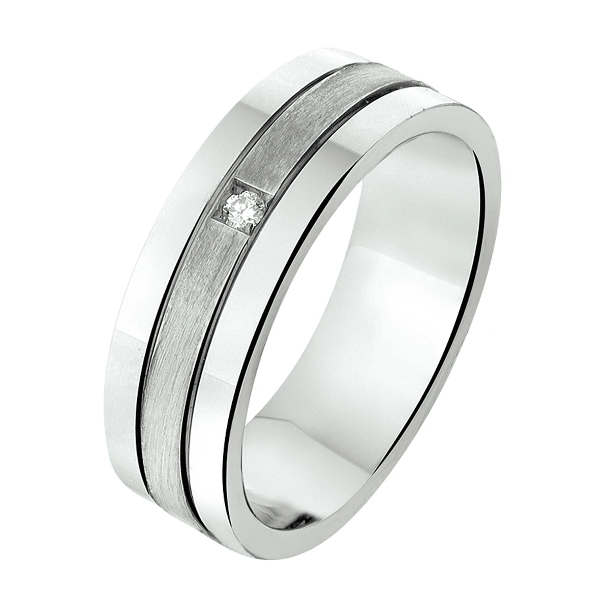 ring a309 - 6 mm - 0.02ct h si zilver gerhodineerd