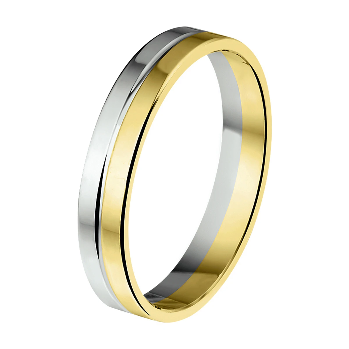 ring a410 - 4 mm - zonder steen 14K bicolor goud geel/wit