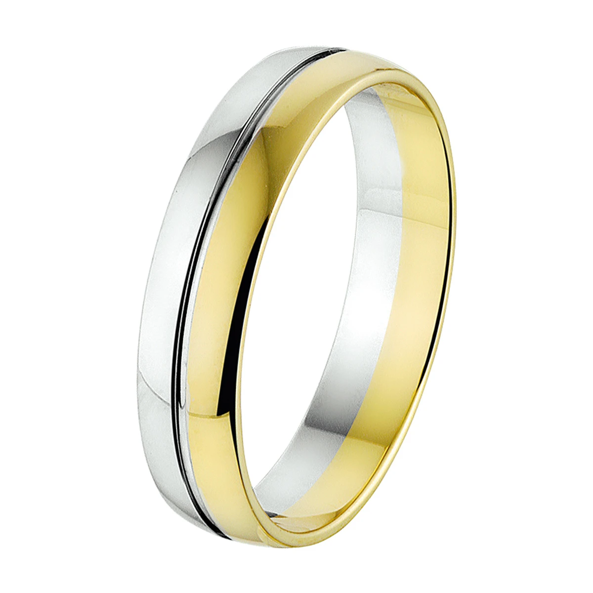 ring a418 - 5 mm - zonder steen 14K bicolor goud geel/wit
