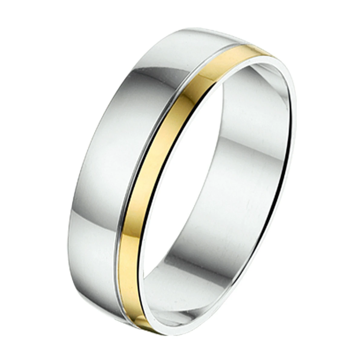 ring al746 - 6 mm - zonder steen goud met zilver