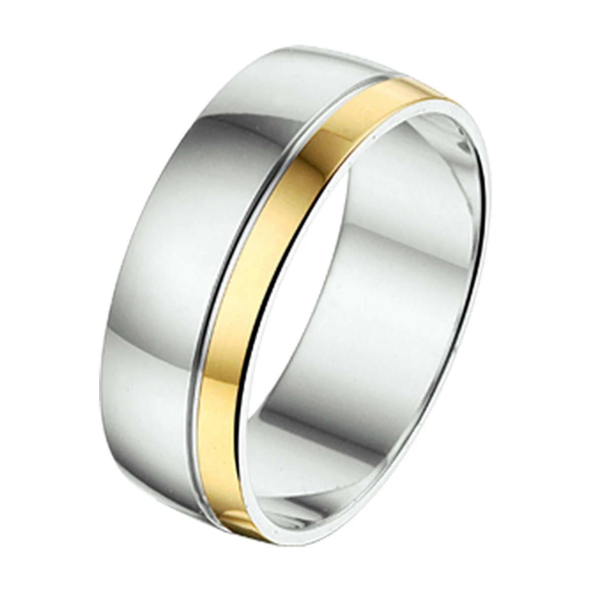 ring 6 mm zonder steen 14K goud en zilver