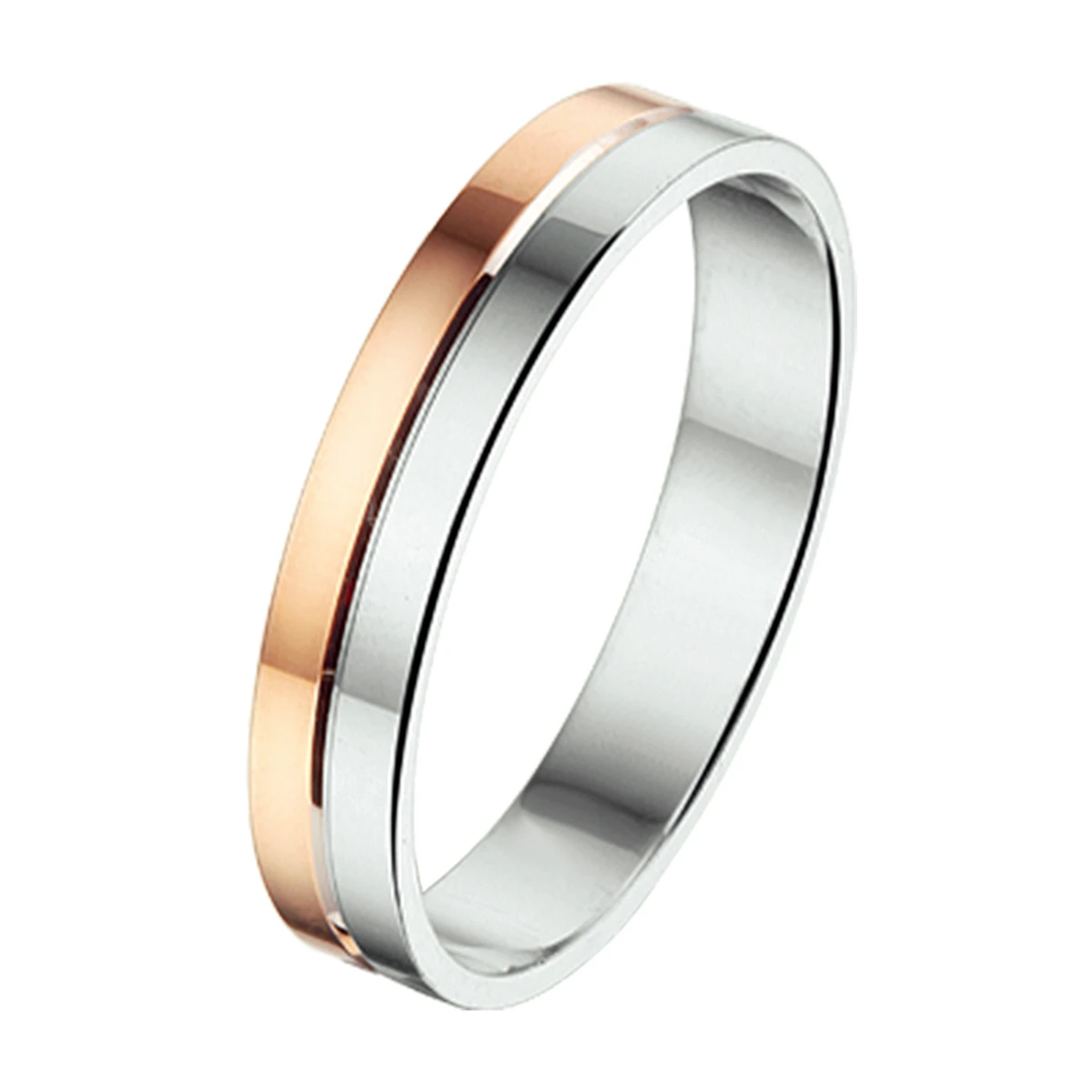 ring 4 mm zonder steen 14K goud en zilver