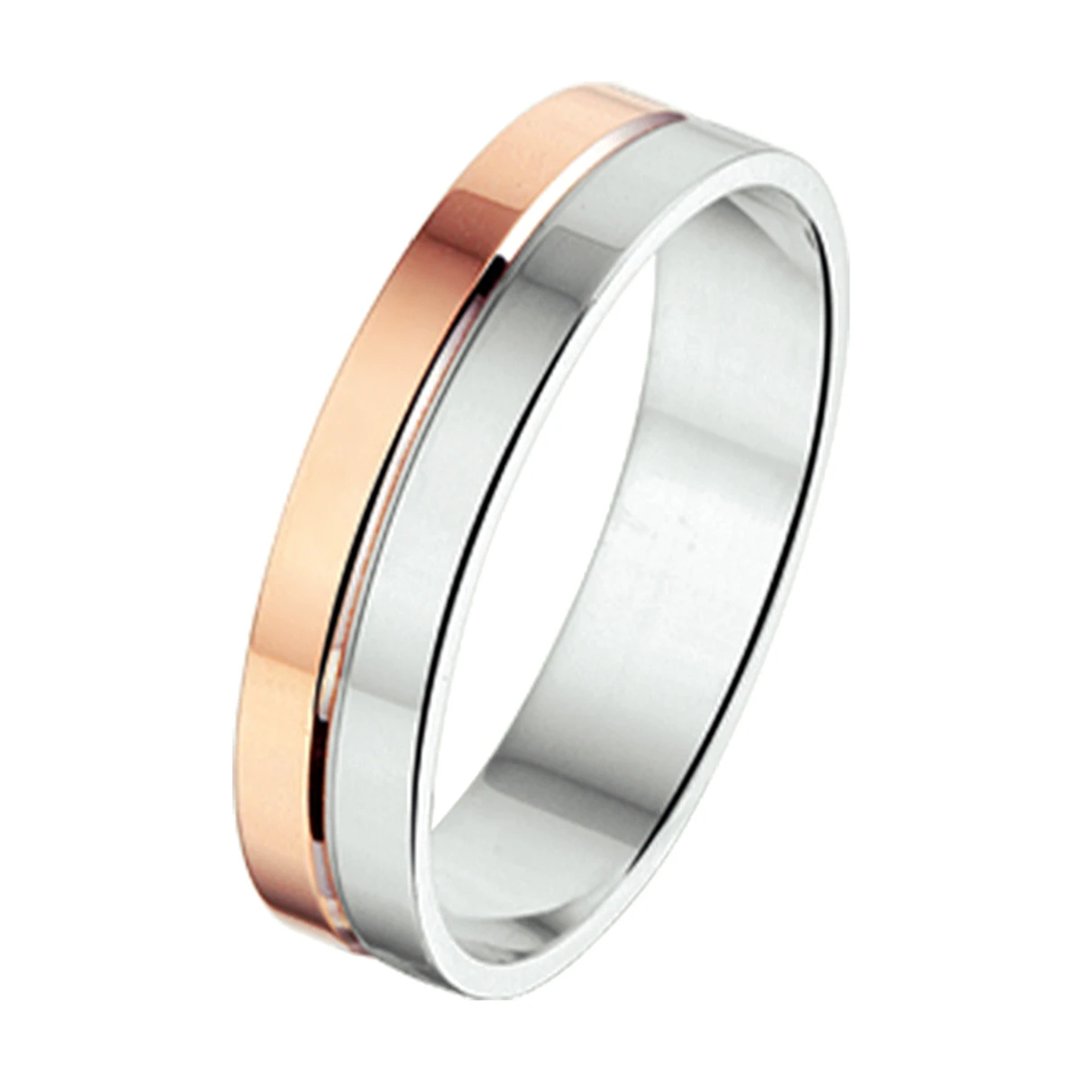 ring 4 mm zonder steen 14K goud en zilver