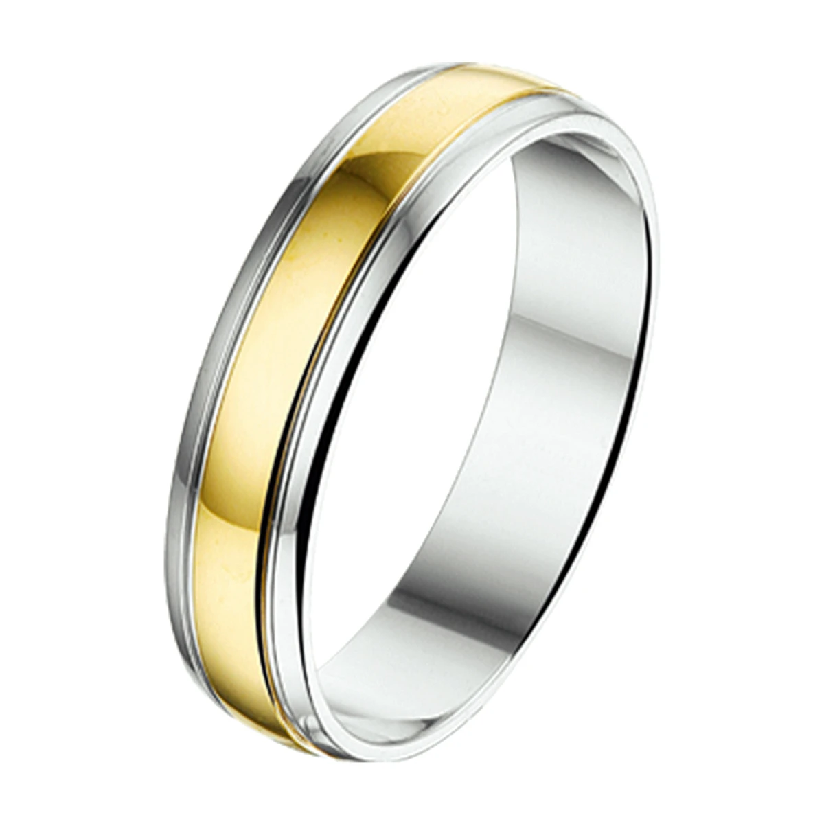 ring 5 mm zonder steen 14K goud en zilver