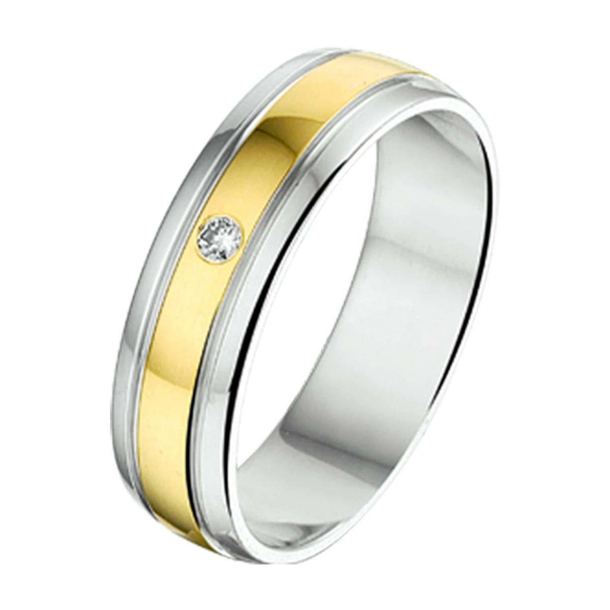 ring 5 mm - 0.02ct h si 14K goud en zilver