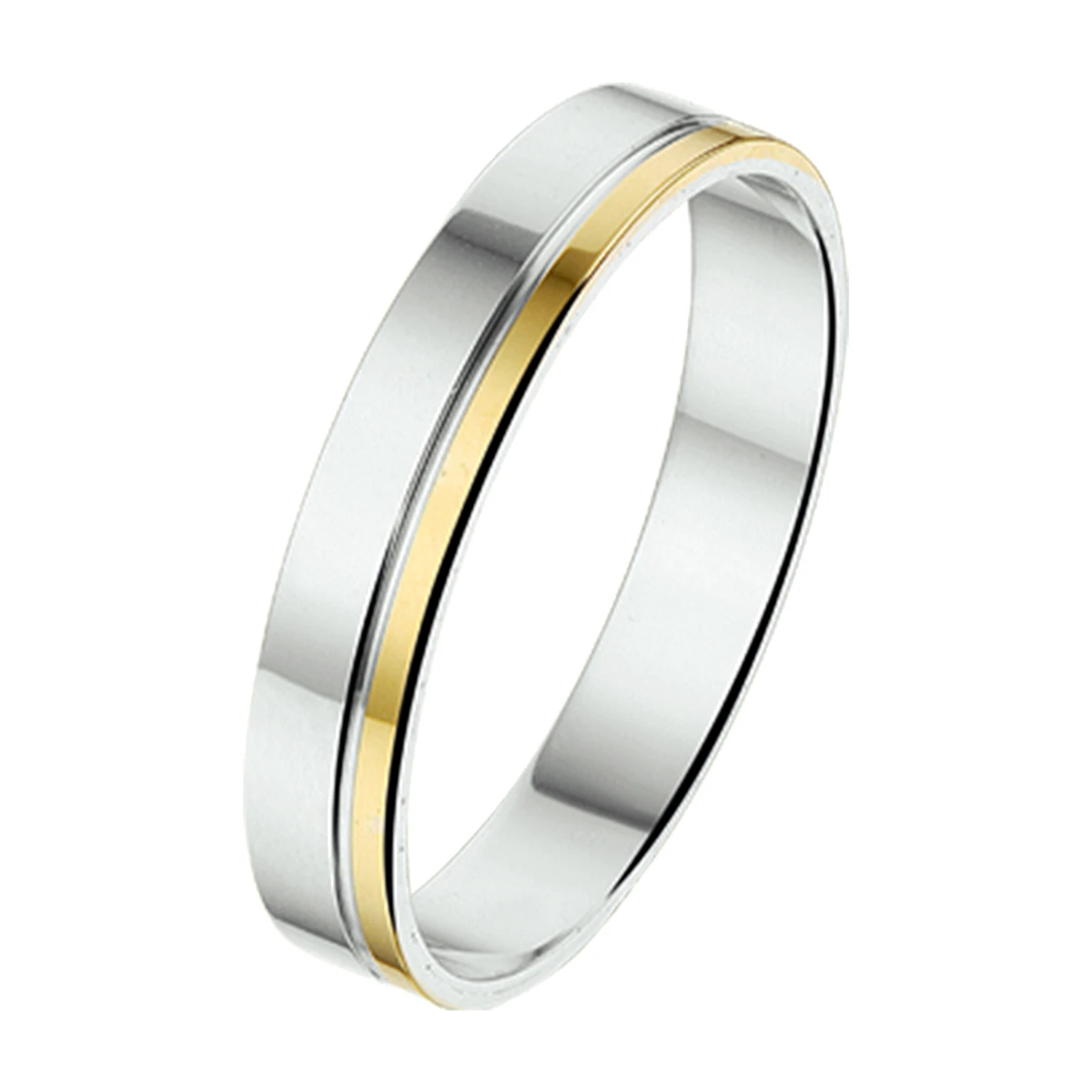 ring al752 - 4 mm - zonder steen goud met zilver