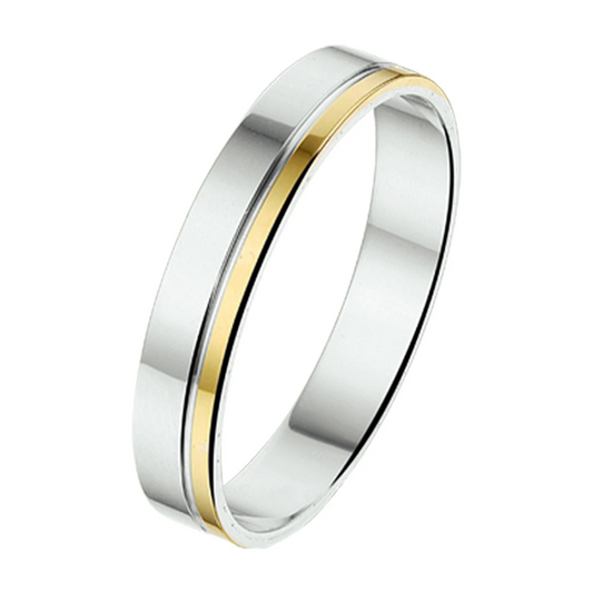 ring al752 - 4 mm - zonder steen goud met zilver