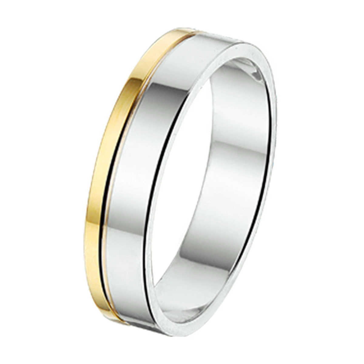 ring 4 mm zonder steen 14K goud en zilver