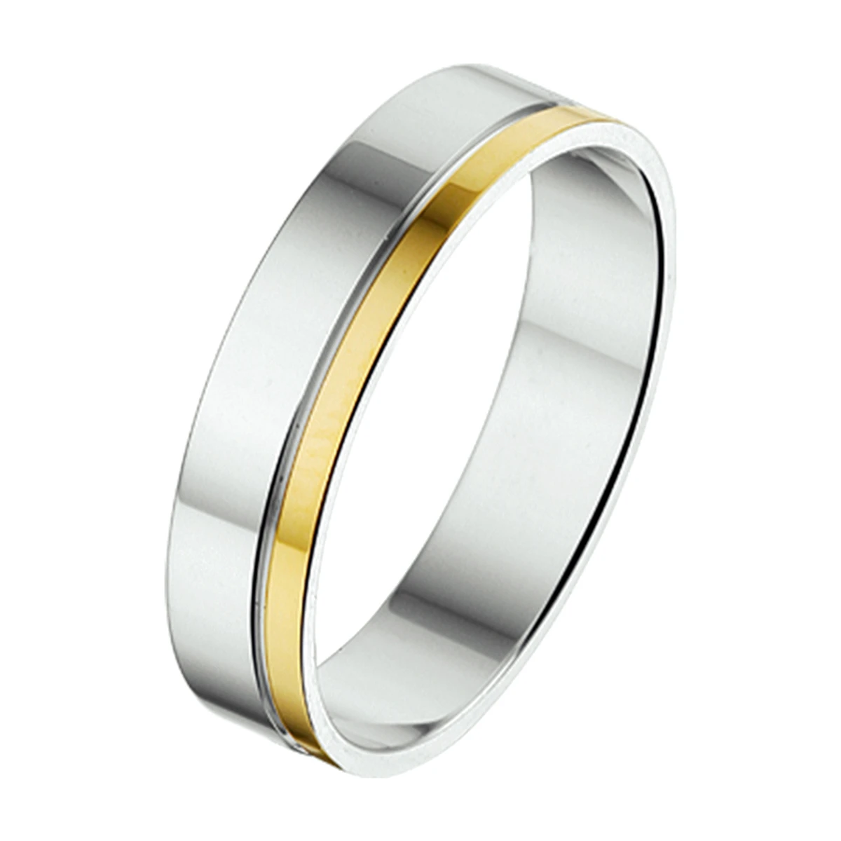 ring 5 mm zonder steen 14K goud en zilver