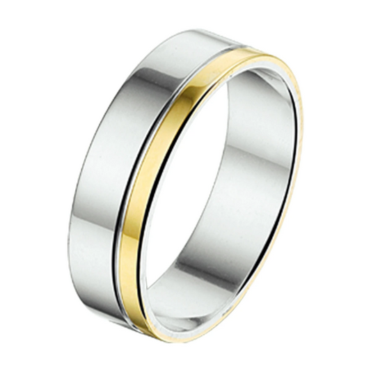 ring 5 mm zonder steen 14K goud en zilver