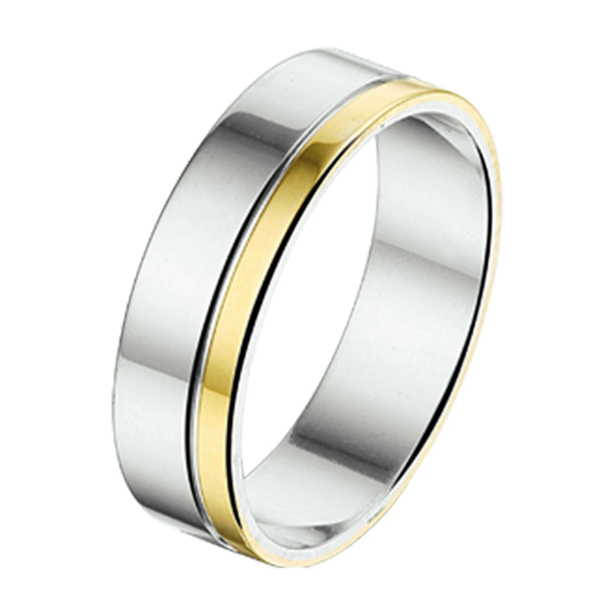 ring al755 - 5 mm - zonder steen goud met zilver