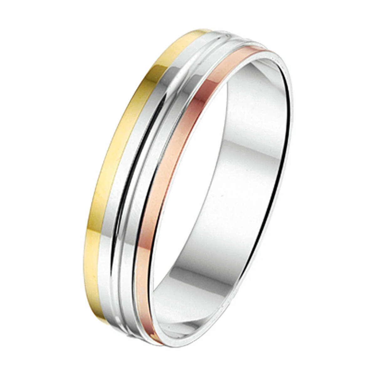 ring 5 mm zonder steen 14K goud en zilver