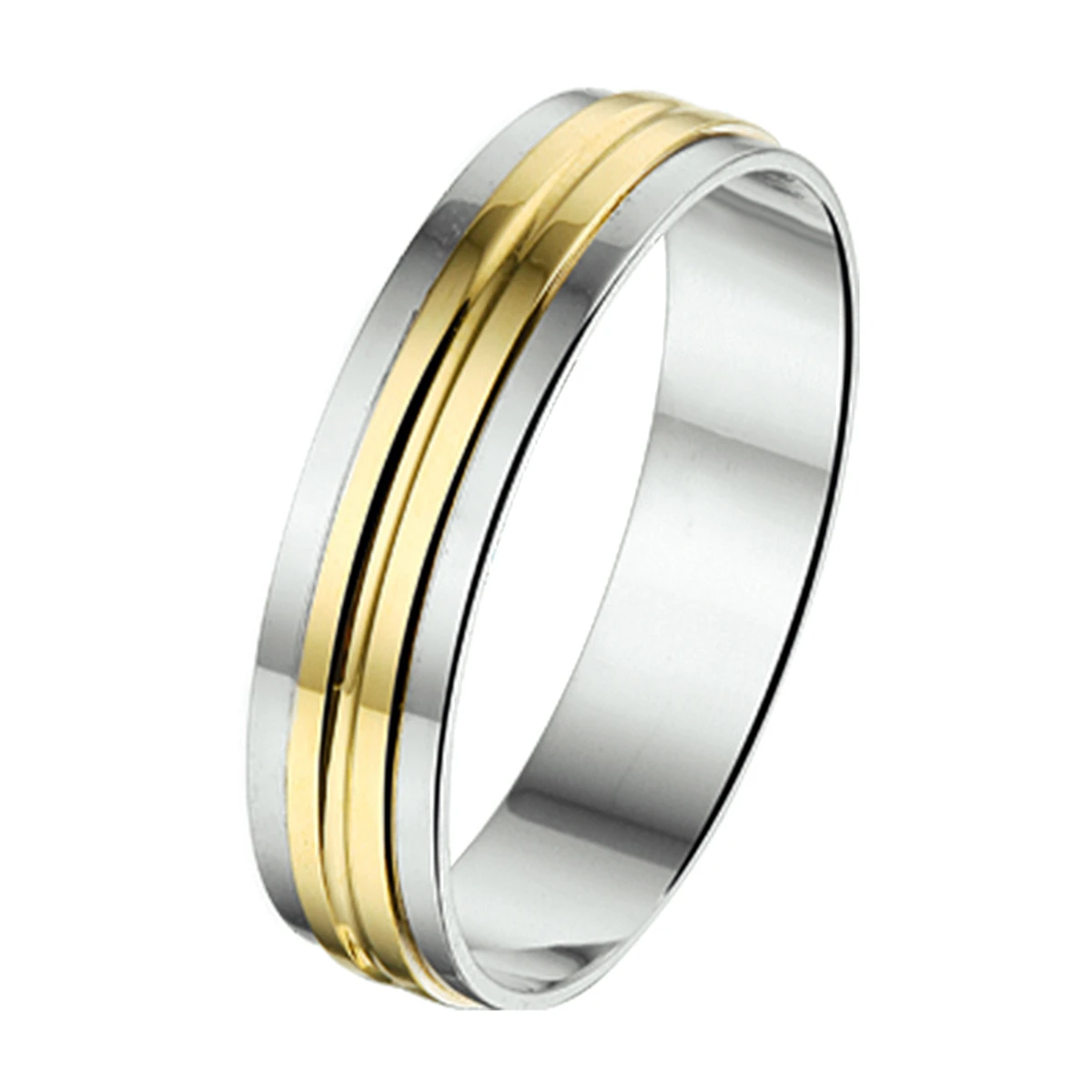 ring al758 - 5 mm - zonder steen goud met zilver