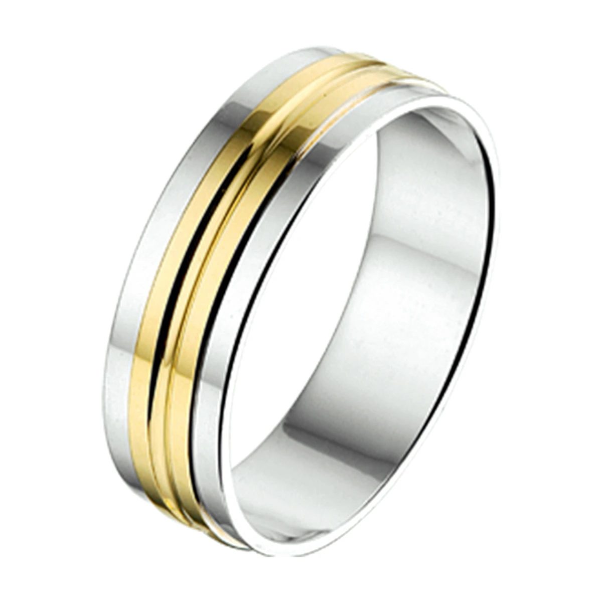 ring 5 mm zonder steen 14K goud en zilver