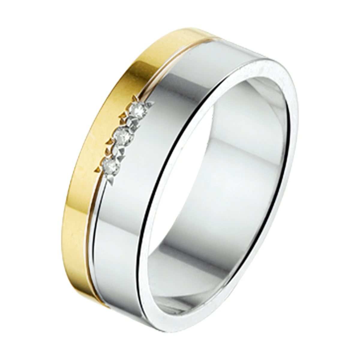 ring 6 mm 0.03ct h si 14K goud en zilver