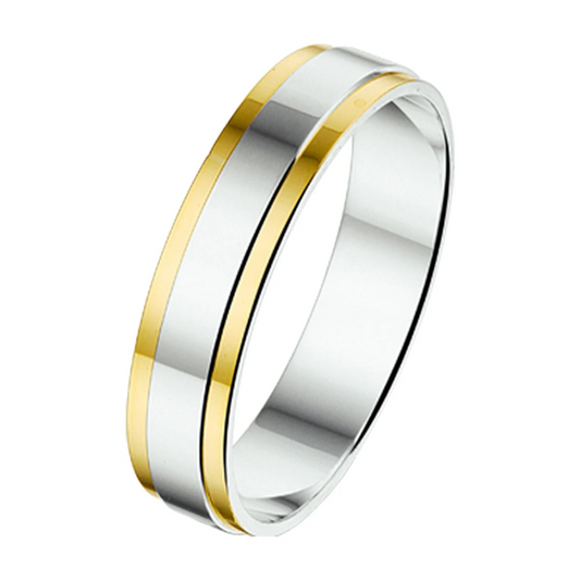 ring 4,5 mm zonder steen 14K goud en zilver
