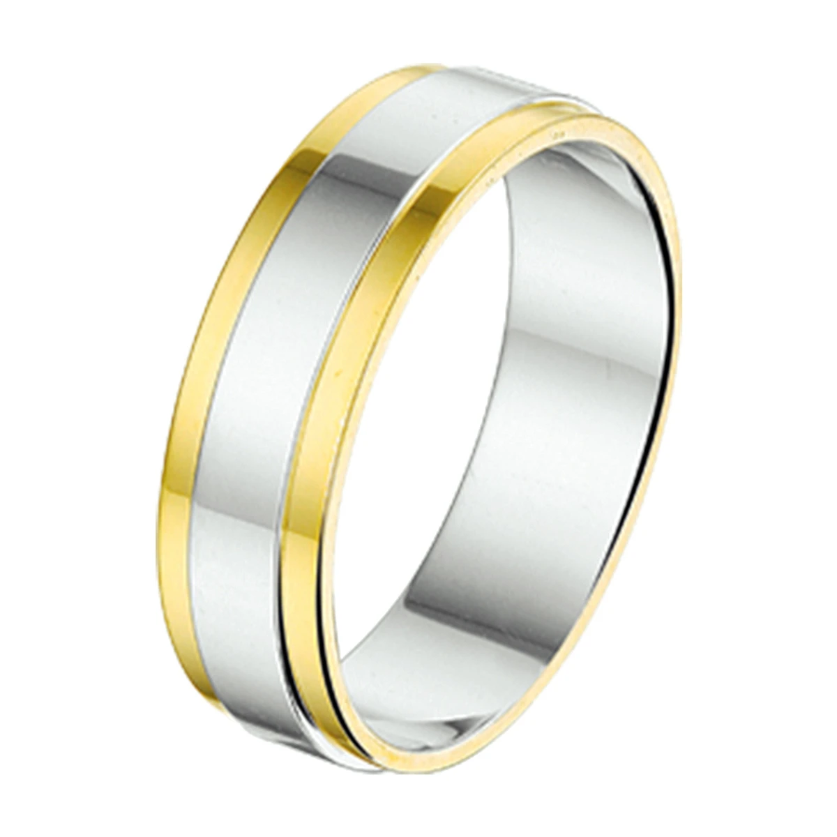 ring 4,5 mm zonder steen 14K goud en zilver