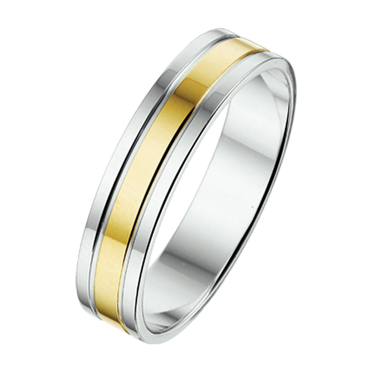 ring 5 mm - zonder steen 14K goud en zilver