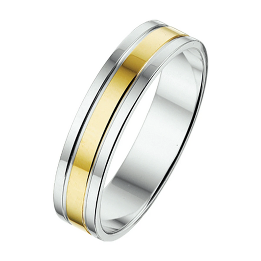 ring 5 mm - zonder steen 14K goud en zilver