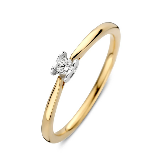 Ring bicolor briljant 0.07 crt. Maat 56