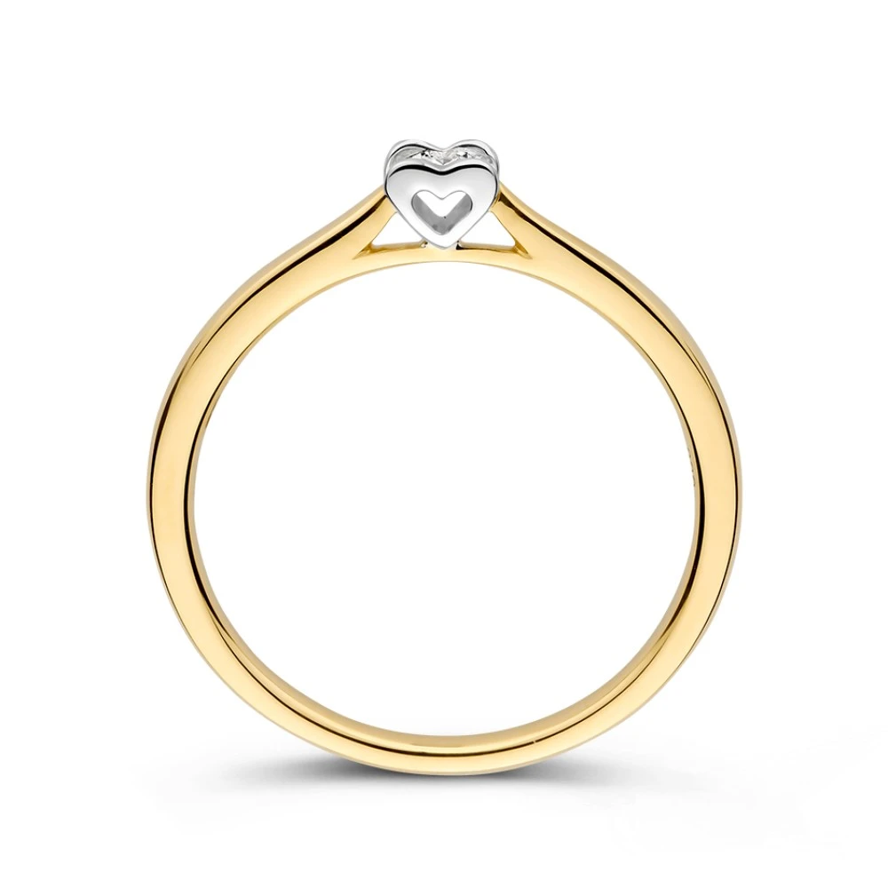 Ring bicolor briljant 0.07 crt. Maat 56