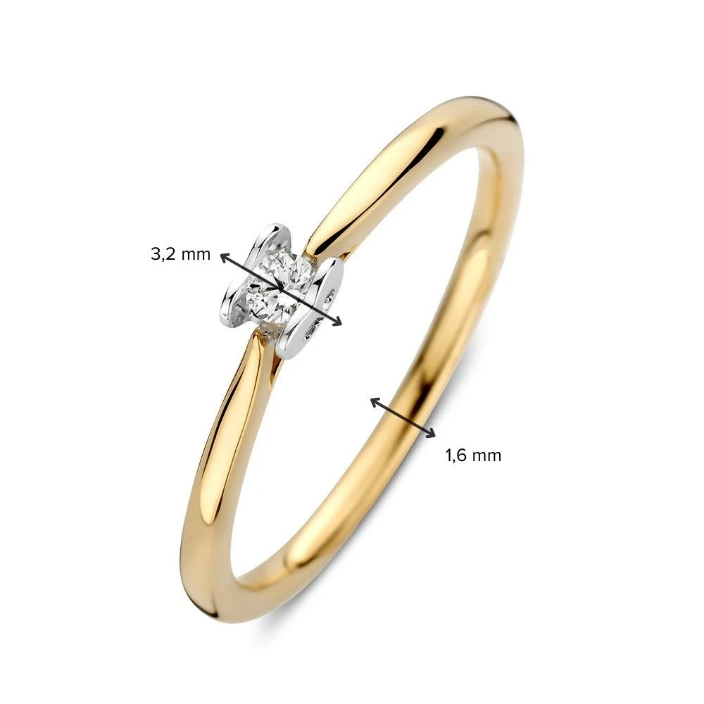 Ring bicolor briljant 0.07 crt. Maat 56