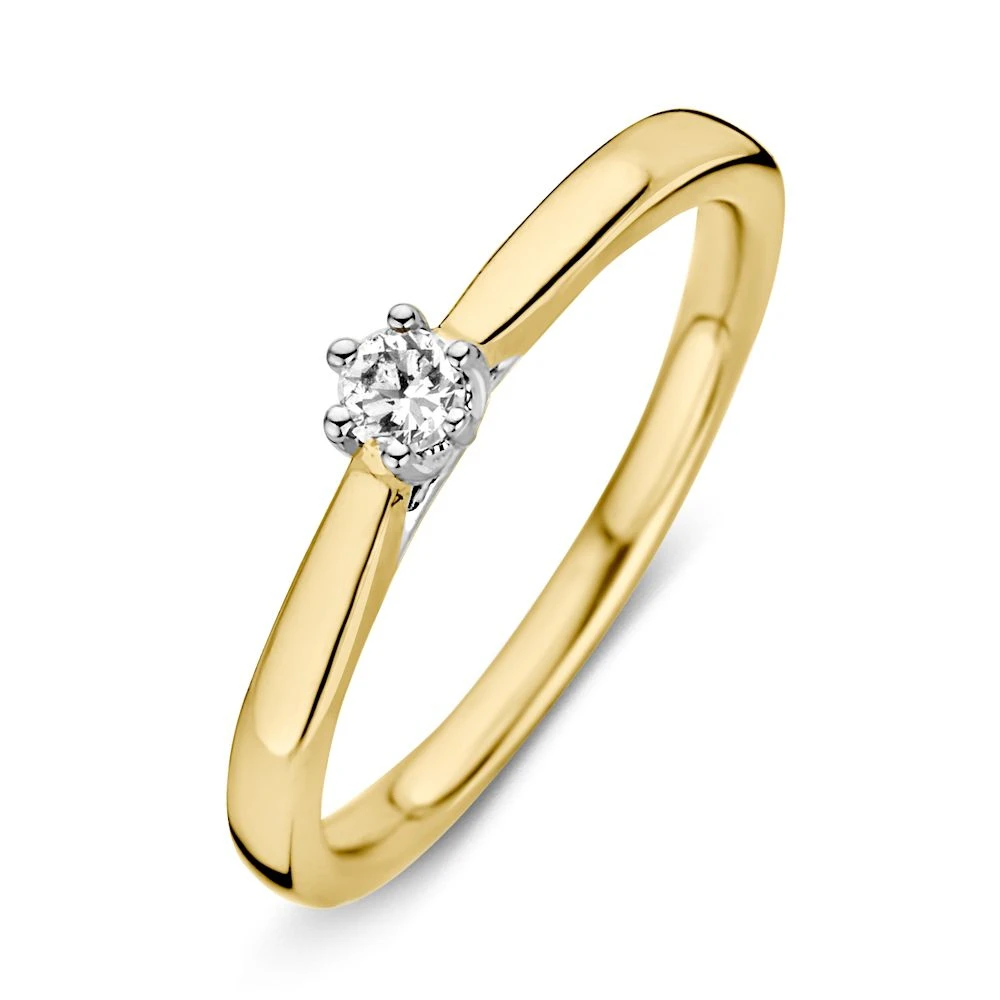 Ring bicolor briljant 0.09 crt. Maat 54
