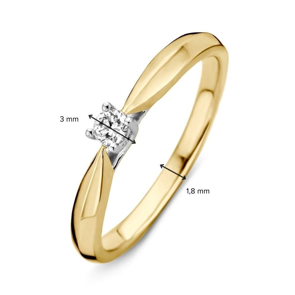 Ring bicolor briljant 0.09 crt. Maat 56
