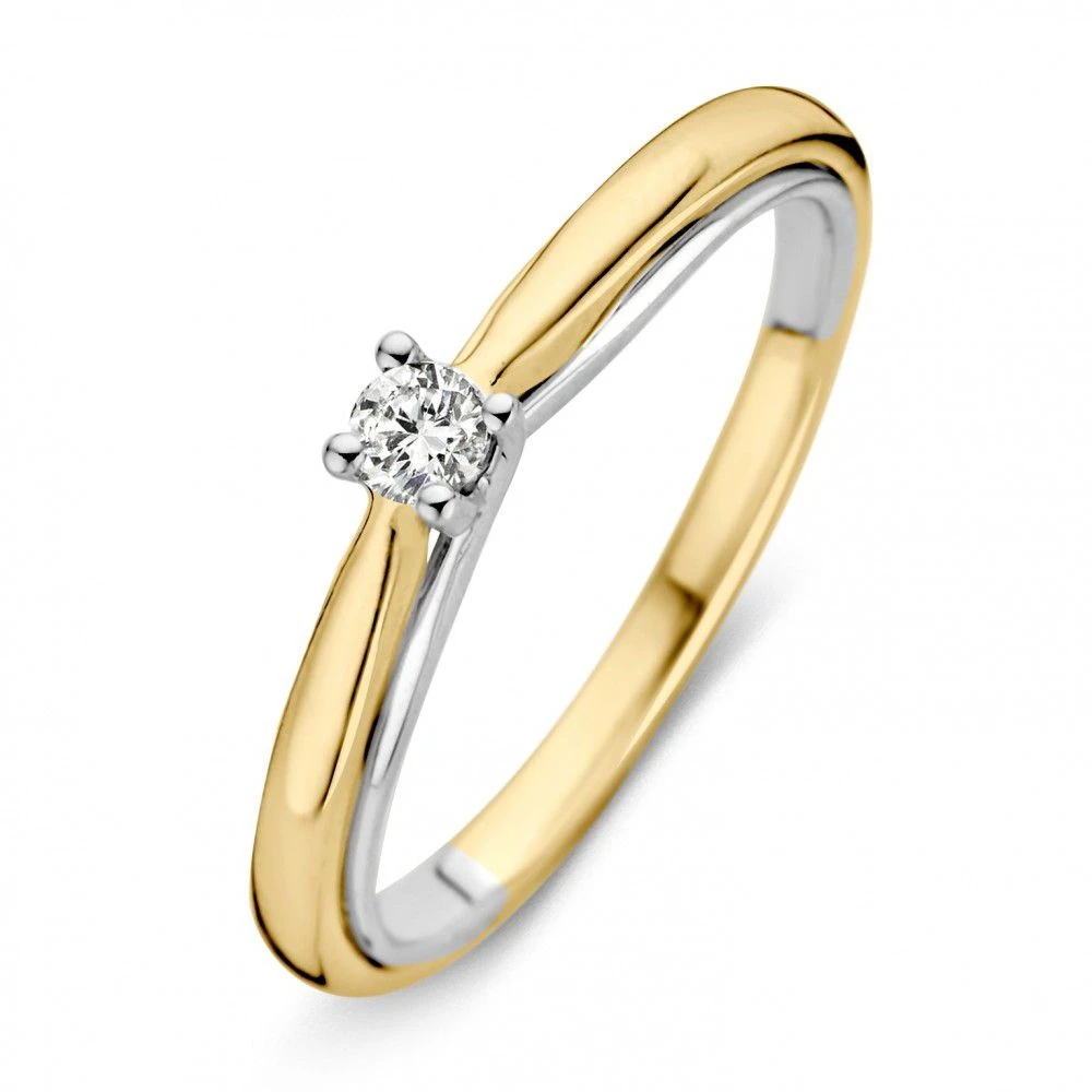 Ring bicolor briljant 0.10 crt. Maat 54