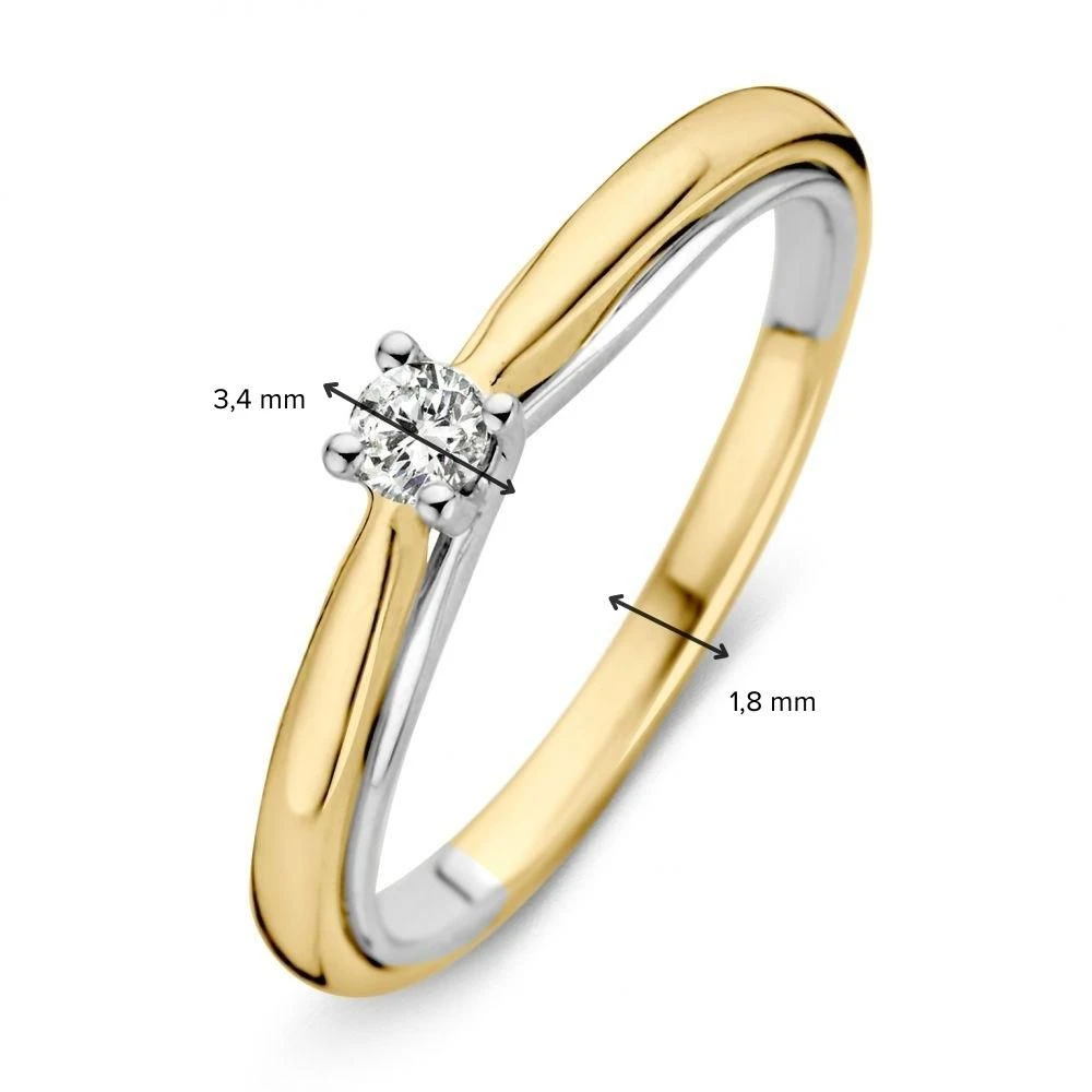 Ring bicolor briljant 0.10 crt. Maat 54