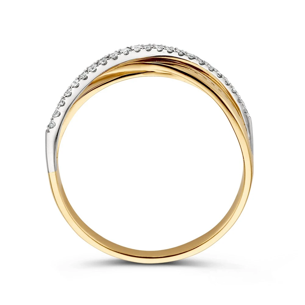 Ring bicolor briljant 0.11 crt. Maat 56