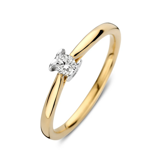 Ring bicolor briljant 0.12 crt. Maat 54