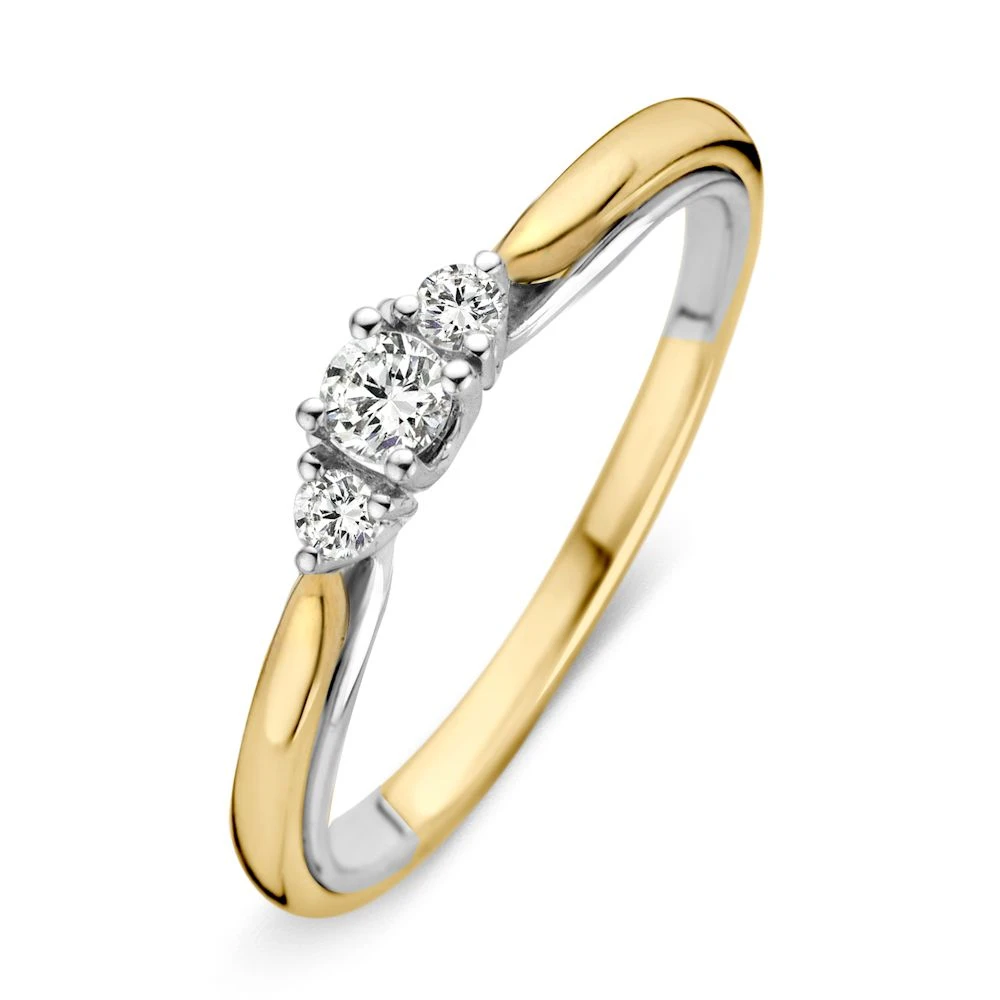 Ring bicolor briljant 0.19 crt. Maat 54