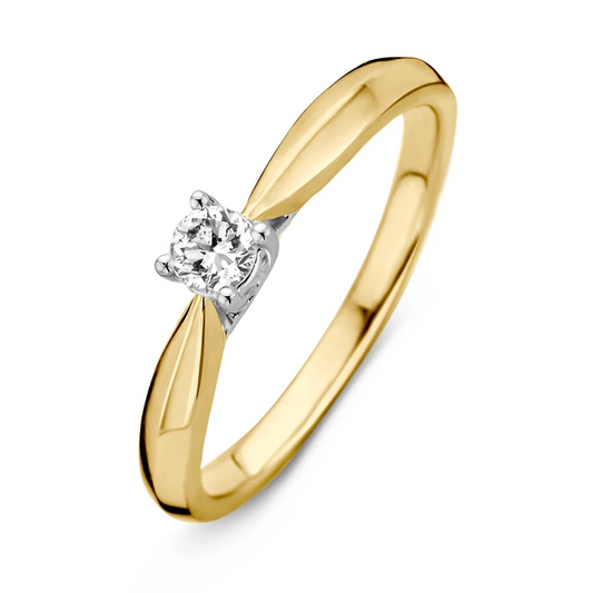 Ring bicolor briljant 0.19 crt. Maat 56