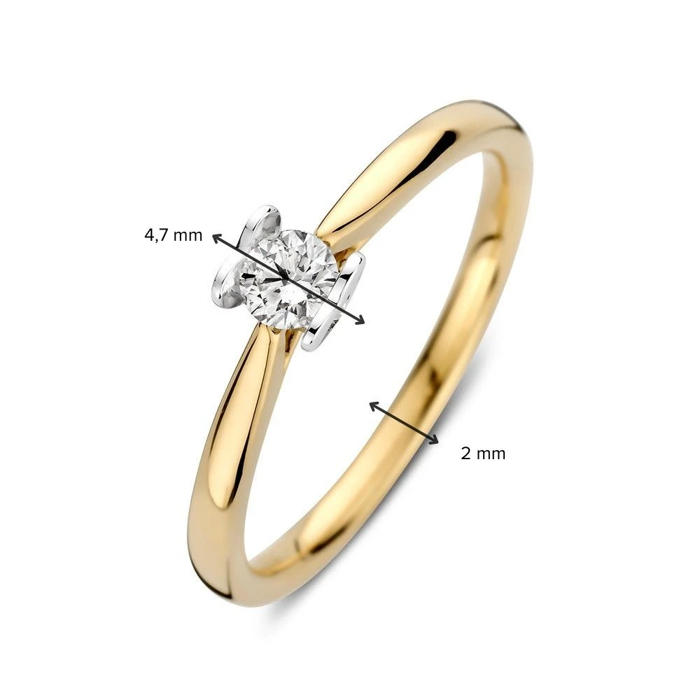 Ring bicolor briljant 0.19 crt. Maat 56
