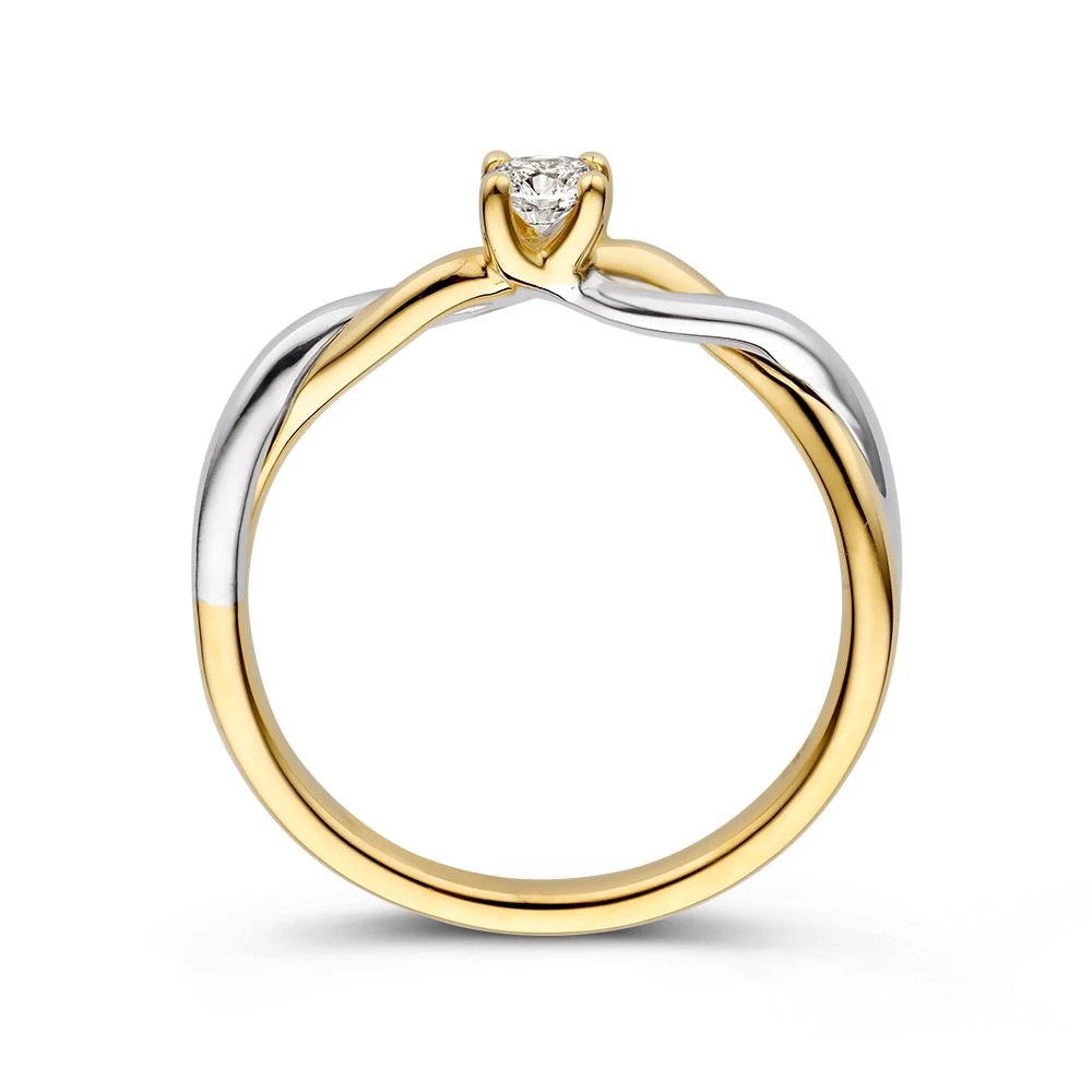 Ring bicolor briljant 0.19 crt. Maat 56
