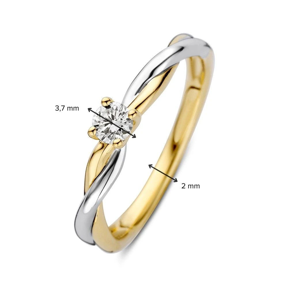 Ring bicolor briljant 0.19 crt. Maat 56