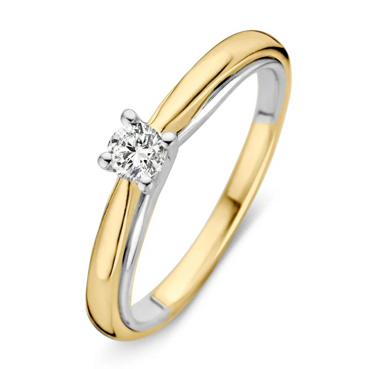 Ring bicolor briljant 0.19 crt. Maat 56
