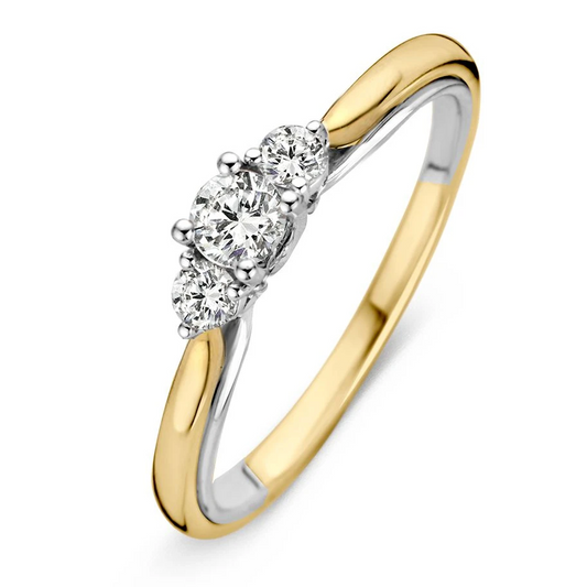 Ring bicolor briljant 0.31 crt. Maat 56