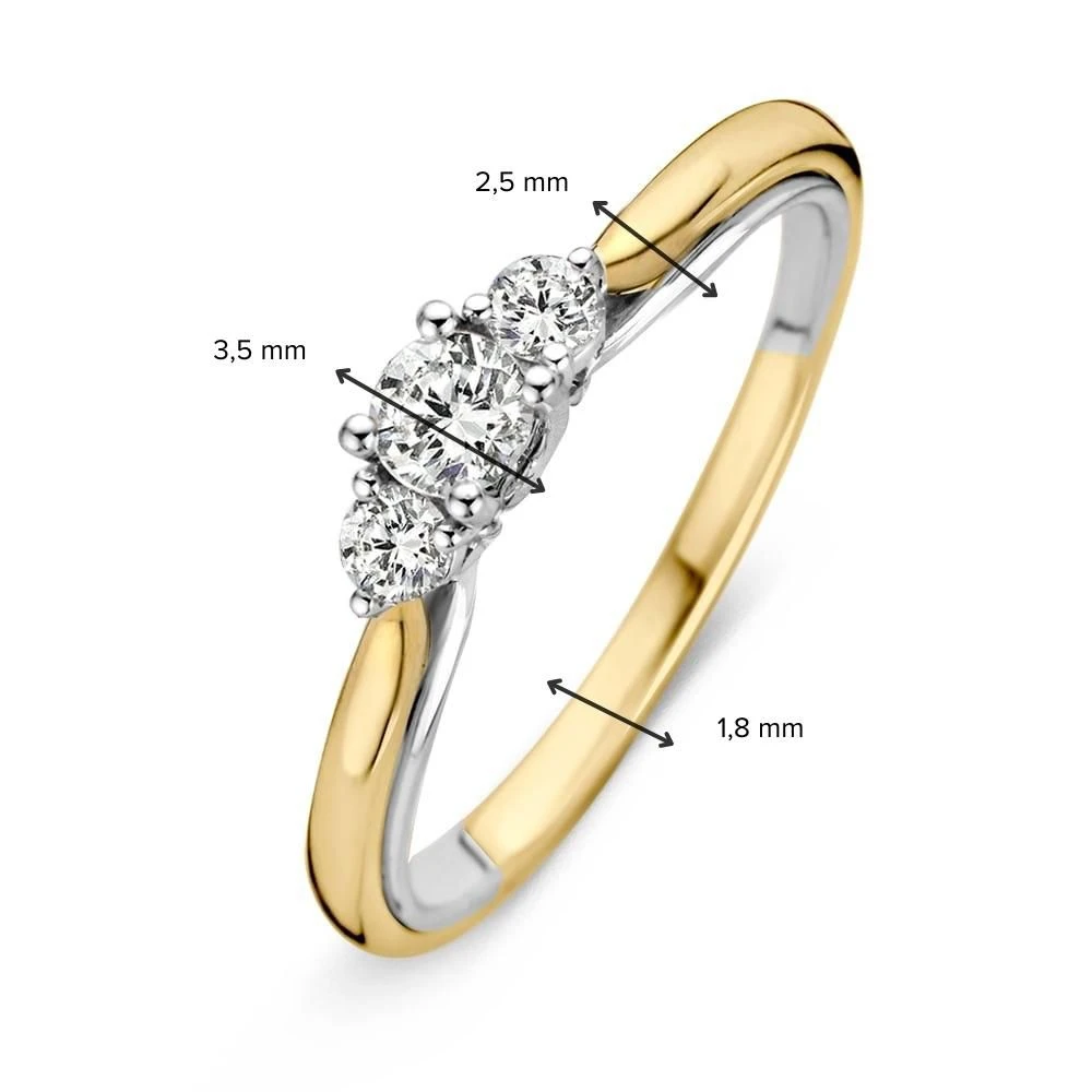 Ring bicolor briljant 0.31 crt. Maat 56