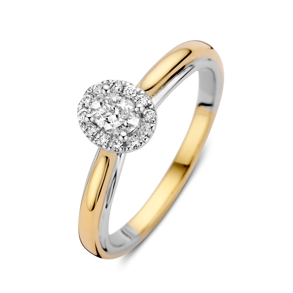 Ring bicolor briljant 0.32 crt. Maat 56