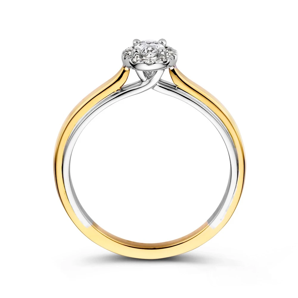 Ring bicolor briljant 0.32 crt. Maat 56