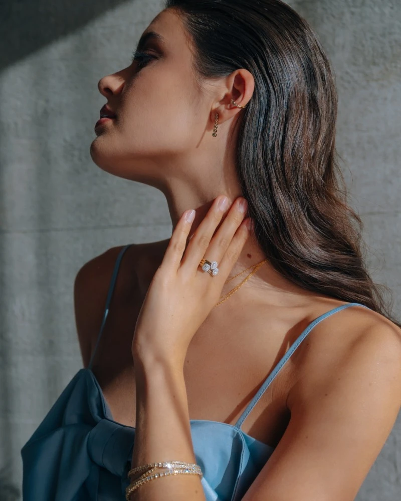 Ring bicolor briljant 0.32 crt. Maat 56